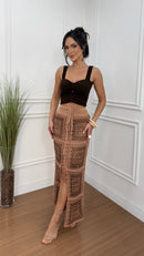 Saia Tricot Tity Marrom