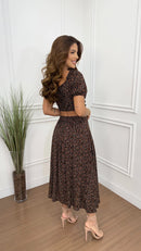 Conjunto Viscolinho Floral Preto Flávia