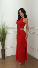 Vestido Tricot Vazado Lanys Vermelho