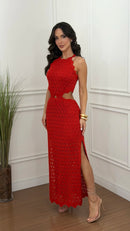 Vestido Tricot Vazado Lanys Vermelho