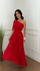 Vestido Chiffon Assimétrico Antusa Vermelho