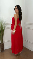 Vestido Chiffon Assimétrico Antusa Vermelho