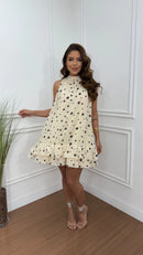 Vestido Chiffon Poá Amarelo