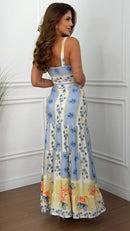 Conjunto Saia E Cropped Naomi Azul