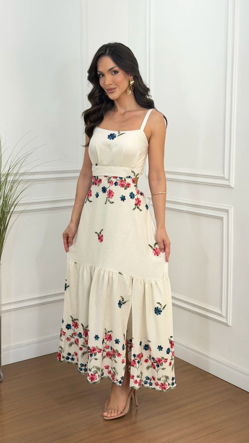 Vestido Linho Bordado Roberta
