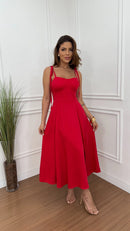 Vestido Viscose Pétala Vermelho