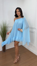 Vestido Chiffon Sasha Fivela Azul